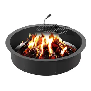 Summervibes VEVOR Fire Pit Ring, Fire Pit Insert with Barbecue Fire Ring, 40-In Outer/36-In Inner Diameter, 8.5in Height, Carbon Steel Liner DIY Campfire Ring above/In-Ground, for Outdoor Camping, Bonfires