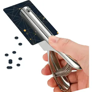Single Hole Punch 2 Inch Reach Deep Throat Heavy Duty Tab Zinc Alloy Silver Long 1/4 Inch Hand Held Leather Punch for Scrapbook Paper ID Card PVC Badge Photos