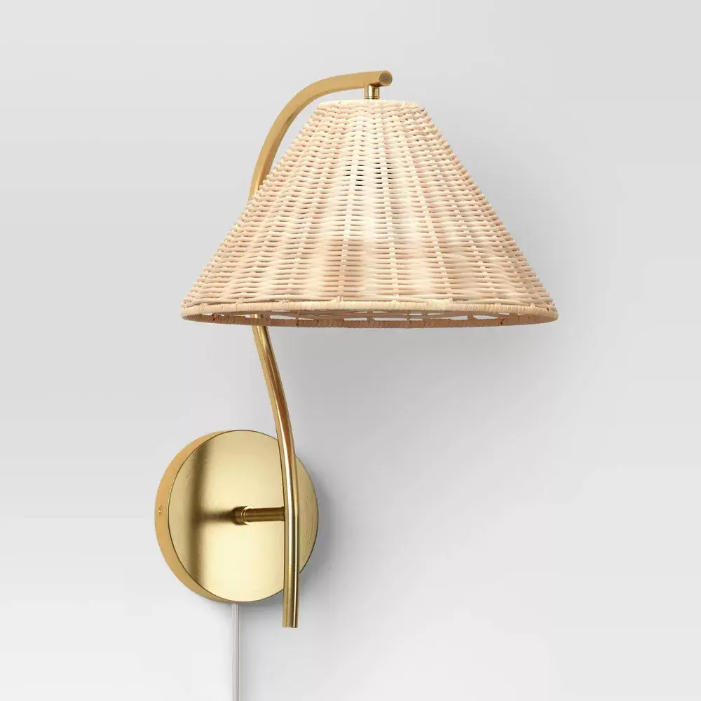 Rattan Wall Sconce Light Brass - Threshold