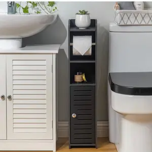 Toilet Paper Holder Stand,Bathroom Storage Cabinet Beside Toilet Storage for Small Bathroom with Toilet Roll Holder Organiser Racks