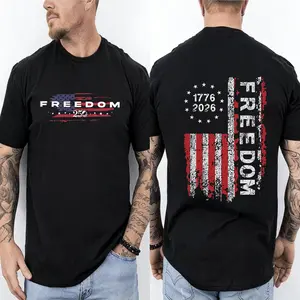[Sale Up To 50%] Freedom 1776–2026 T-Shirt – Patriotic USA Flag Vintage Distressed Graphic, 250 Years of American Freedom, Front & Back Print, Soft US Cotton, Unisex US Fit