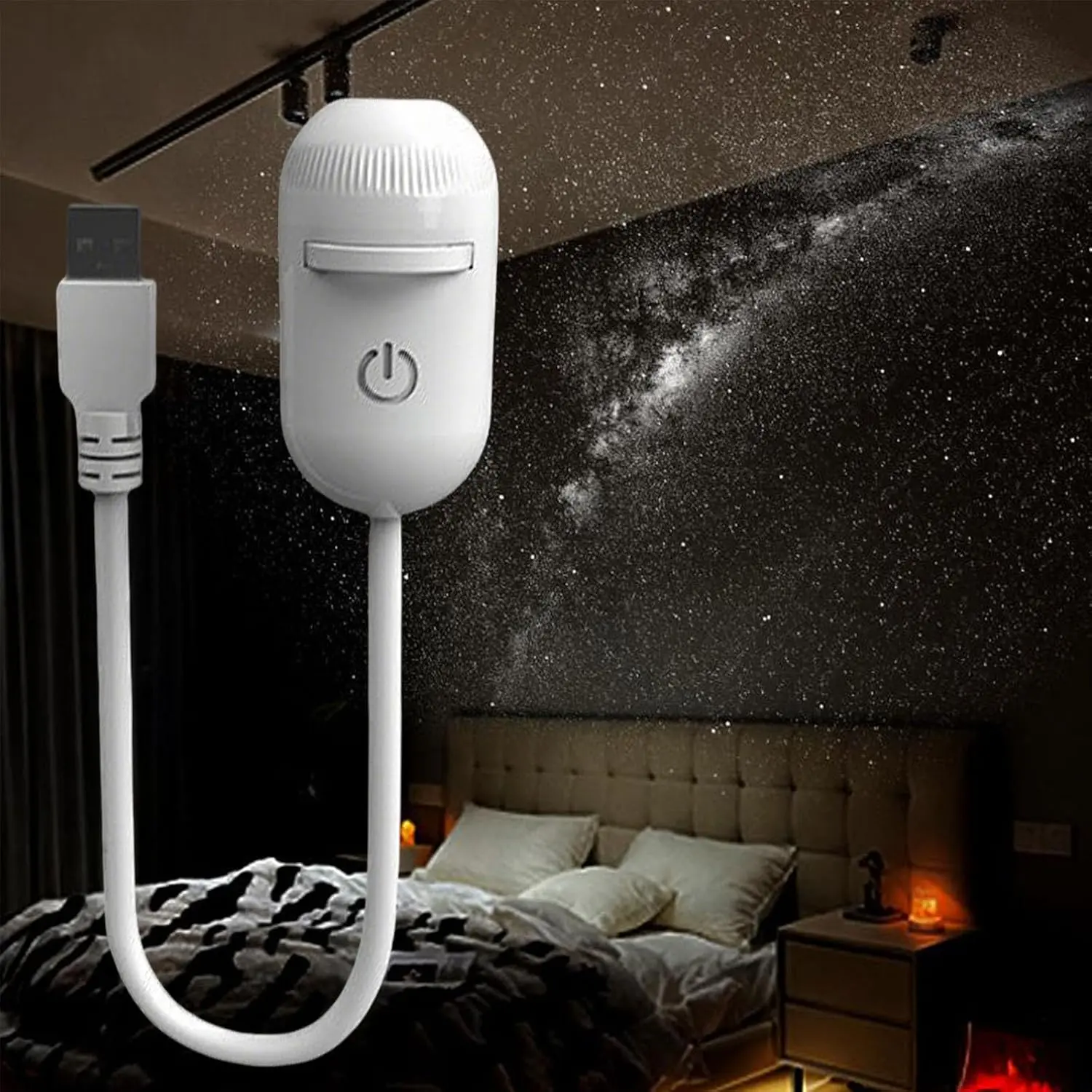 2-in-1 Galaxy Projector Night Light, Starry Sky LED Projector Lamp with 12 Projection Films, USB Rotating Ceiling Decor Light for Bedroom & Home