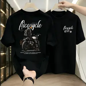 "MOYAN Aicacycle 1875 Vintage Motorcycle Graphic T - Shirt – Cool Biker Style with 'Nothing Can Stop Your Longing for Freedom' Slogan, Black Casual Tee for Men & Women"