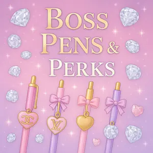 Boss Pens & Perks Glam Pen Bundle | Handmade Decorative Pen + Accessories