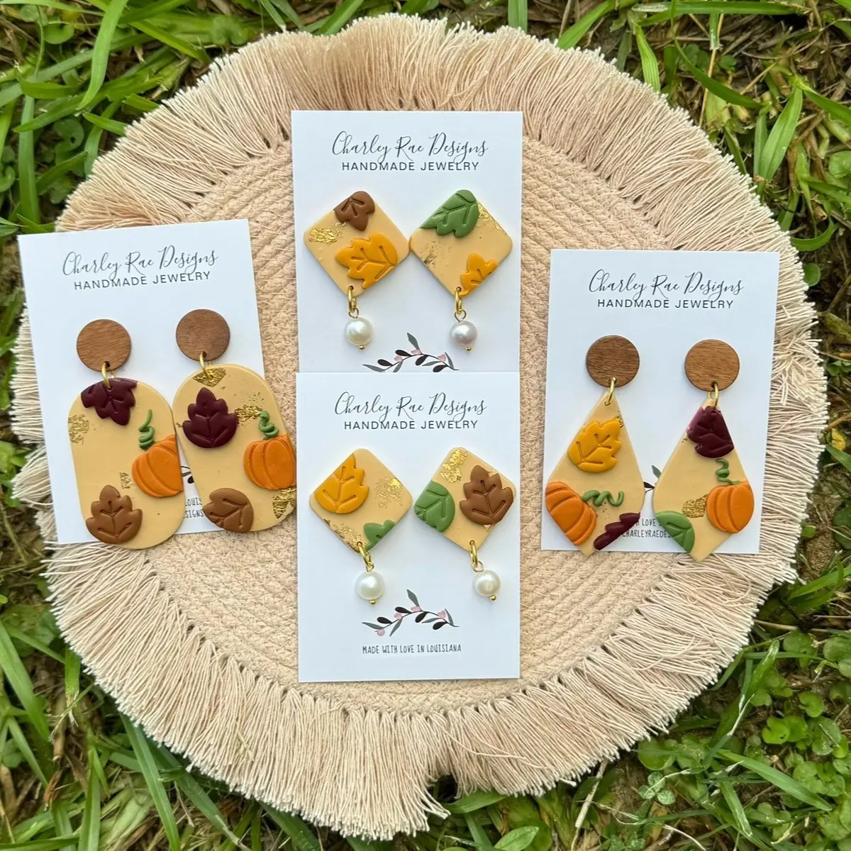 Handmade Leaf and Pumpkin Fall Festive Earrings - Perfect for the Season