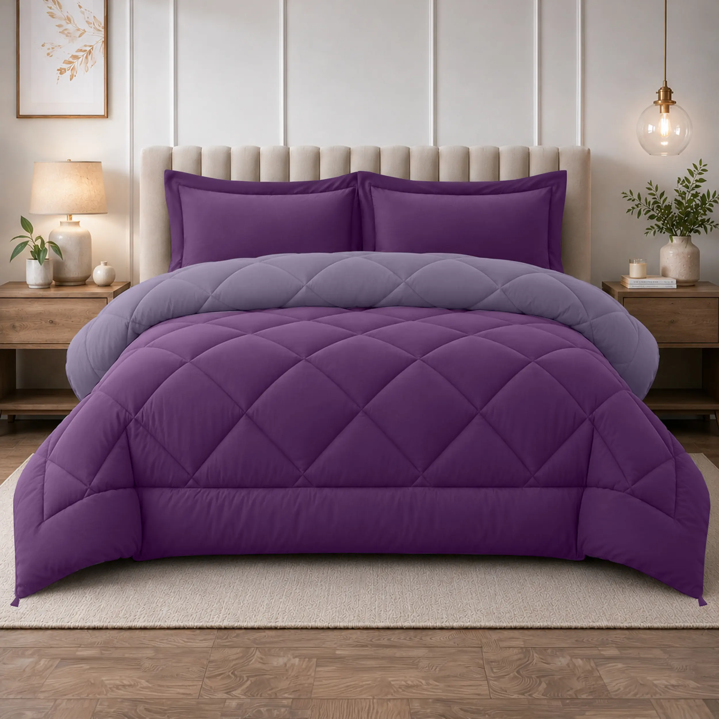 3pc Comforter King Purple