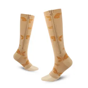 Zipper Open-Toe Compression Sports Socks, Outdoor Sports Socks, Vein Support Long Sock