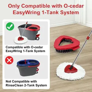 Spin Mop Head Replacement & Shower Floor Scrubber Set (No Bucket), Compatible with O Cedar EasyWring 1-Tank System, Microfibre Mop Refill Heads for Cleaning All Hard-surfaced Floor, Easy to Replace Easy to Clean