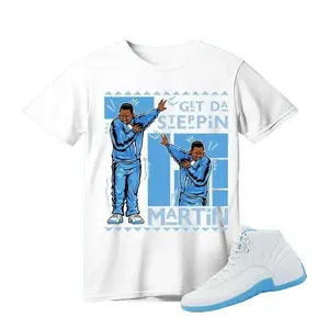 12 Melo Shirt, 12 Melo Blue Black White Graphic T-Shirt, Martin GD Steppin Tee Match Sneaker
