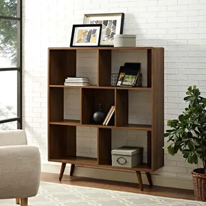 Modway Transmit 7 Shelf Wood Grain Bookcase in Walnut