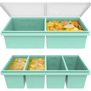 Silicone Soup Freezer Molds with Lids, 2 Cup & 1 Cup Combo, Soup Container Style Ice Cube Trays, Reinforced Steel Rims, For Freezing Broth, Meal Prep and other dishes, Dishwasher & Oven Safe - 2 Pack
