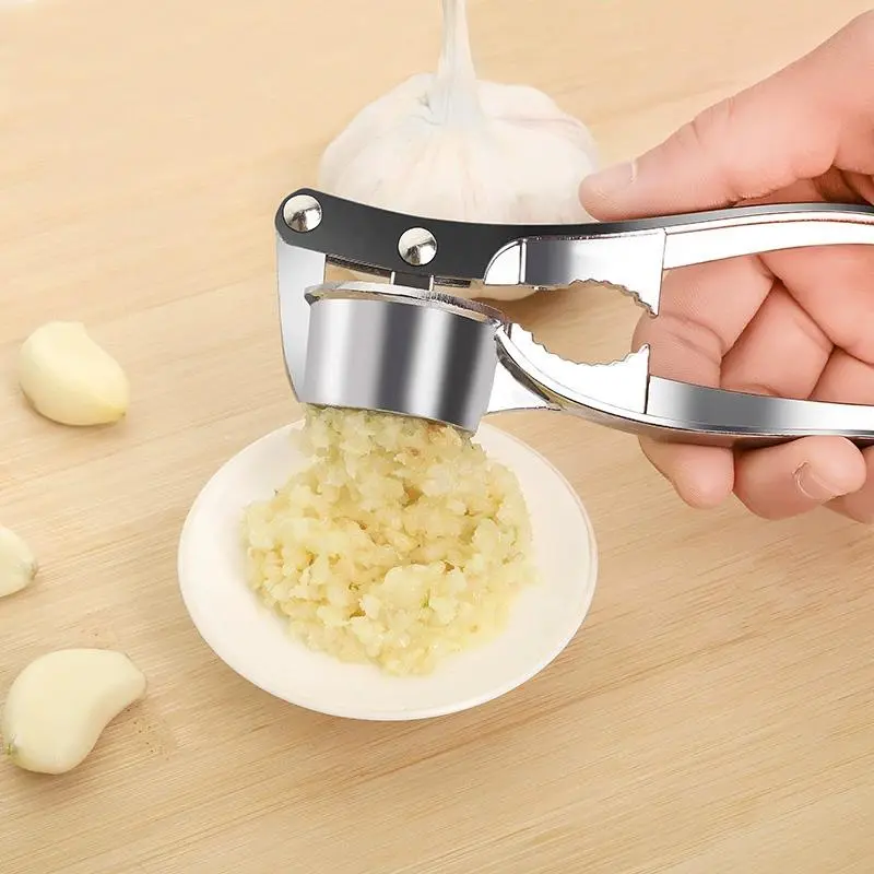 Kitchen Premium Garlic Press-Household Multi-function Garlic Squeezer Sturdy Aluminum Alloy Labor Saving Simple Design Garlic Nut Bottle Dual Use Tool trending product