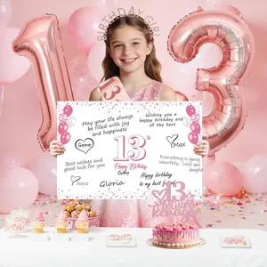 5-Piece 13th Birthday Party Supplies Set,13th Birthday Decorations for Girls, Funny 13th Birthday Card, Happy 13th Birthday Crown and Sash, Pink Rose Gold 13 OMG Ur a Teenager Cake Toppers Balloons 13 Year Old Party Supplies Kit