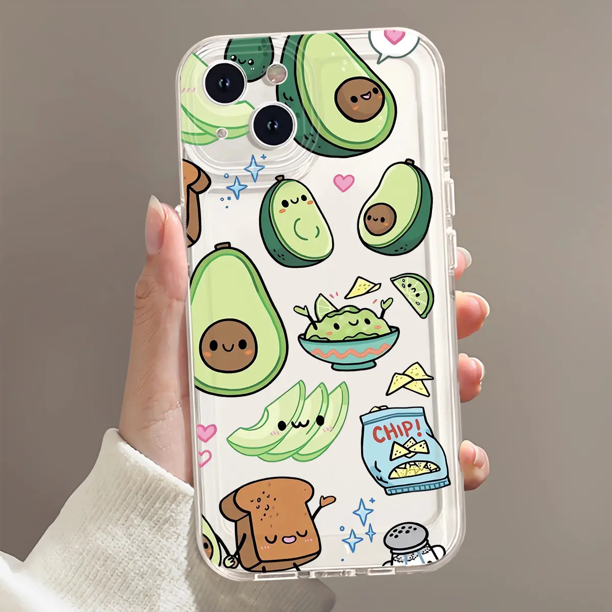Cute Avocado Hand Painted Pattern Phone Case for IPhone 16/15/14/13/12/11/Plus/Pro/Pro Max series