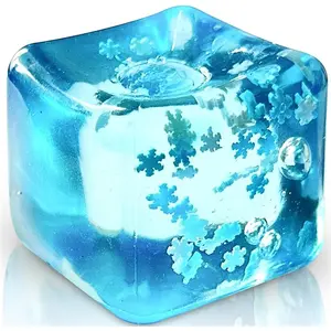 Stress Balls Ice Cube with Snowflakes Inside for Your Best Mellow and Chill, Snow Pieces Silent Nice Square Shape Anxiety Sensory Squishy Fidget Toy Slow Rise, Classroom Prizes, Calming Kids Adults