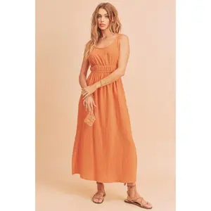 ide Slit Round Neck Sleeveless Tank Dress casual  cotton  dresses