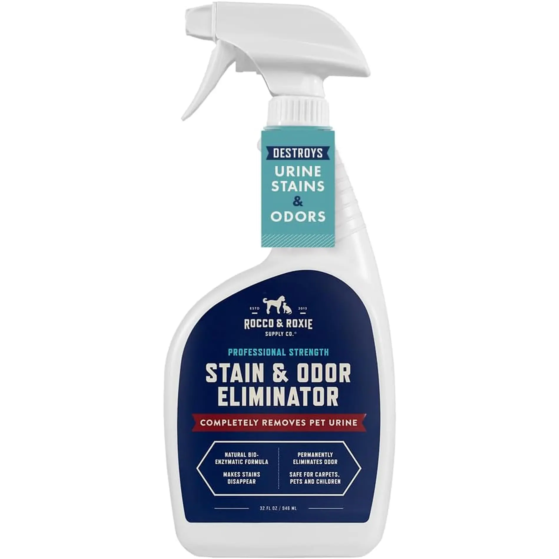Rocco & Roxie Supply Co. Stain & Odor Eliminator for Strong Odor, 32Oz Enzyme Pet Odor Eliminator for Home, Carpet Stain Remover for Cats & Dog Pee, Enzymatic Cat Urine Destroyer, Carpet Cleaner Spray Rocco & Roxie Supply Co.