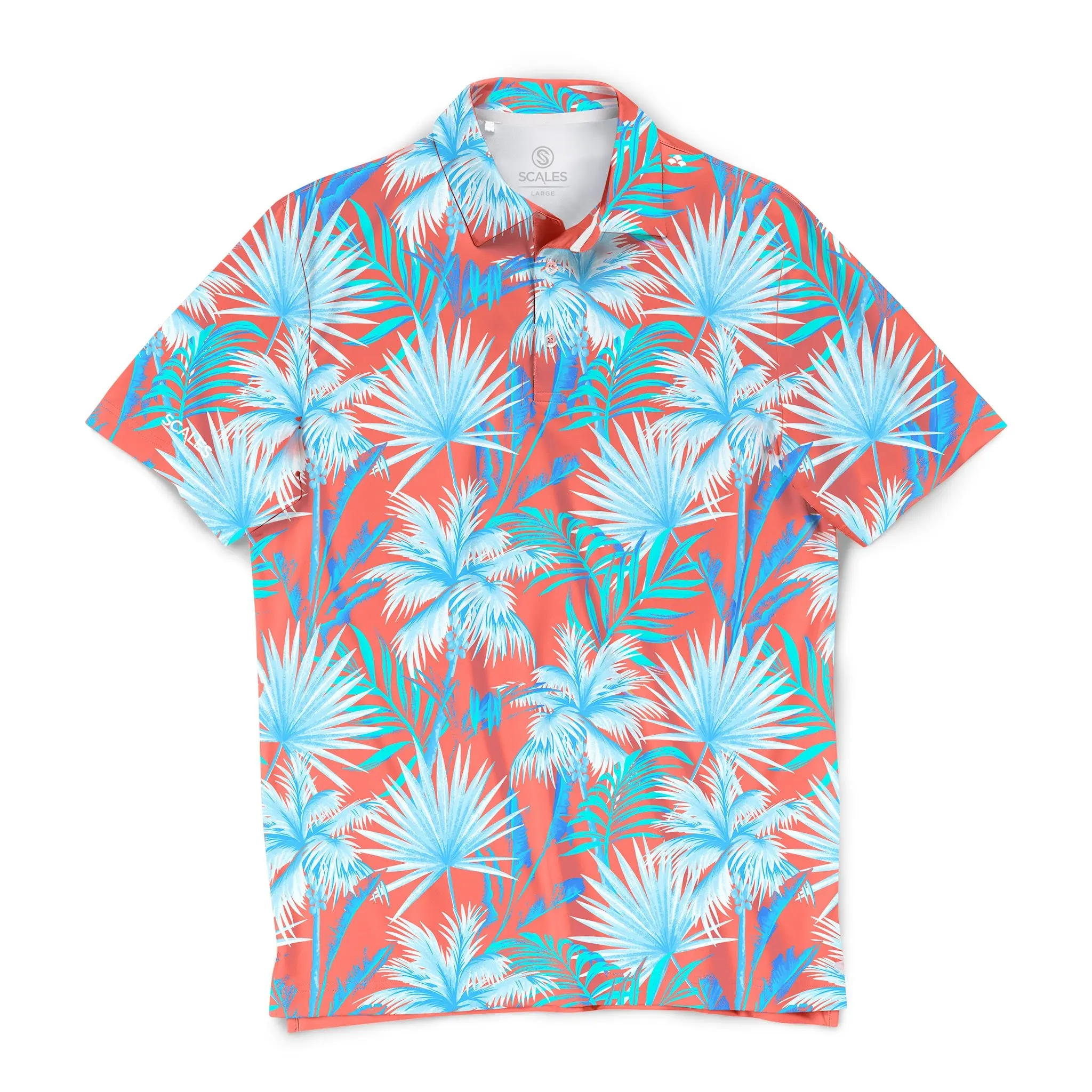 Scales Gear, Palm City Polo Shirt, Men’s Golf & Casual Wear, UV 50+ Sun Protection with 4-Way Stretch, Lightweight Tropical 180gsm Fabric