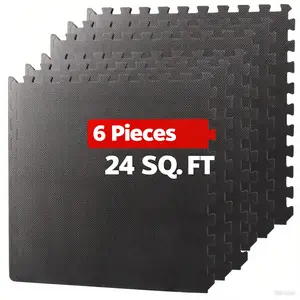 Answer E 6 Tiles Puzzle Exercise Mat 0.5in Thick 24.8” x 24.8” EVA Foam Protective Flooring Mat 24SqFt Black