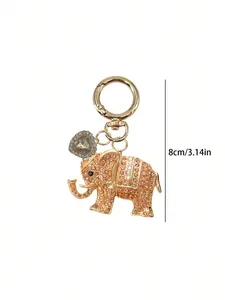Colorful Lucky Elephant Lady Car/Bag Keychain, Fashionable and Shining Keychain, Alloy Elephant Animal Keychain, Wallet Hanging Ornament, Suitable for Ladies' Wallets and Bags, Ideal for Family, Friends, Couples, Birthdays, Mother's Day, Anniversaries,