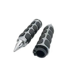 Vintage Motorcycle Handlebar Grips for Harley – Retro Rubber Handlebar Covers, Comfortable Non-Slip Hand Grips for Cruiser & Street Bikes