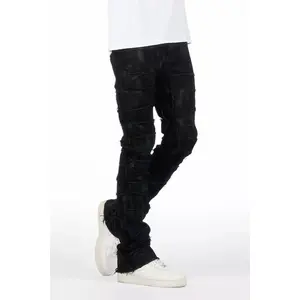 Shake Black Oil Wash Stacked Flare Jean