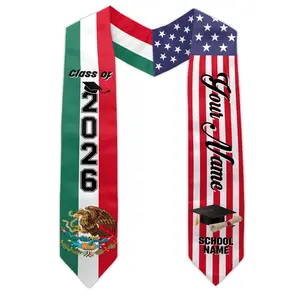 Custom Mexican Graduation Sash 2026, Mexican American Flag Graduation Stole, Guadalupe Stole, Mexico Graduation Stole 2026, Hispanic Sash