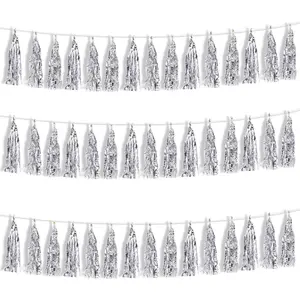 3 Packs  Metallic Foil Fringe Tassel Garland, Tassels Banner Streamers for  Year  Wedding Engagement Graduation Birthday Bridal/ Shower Christmas Holiday Party Decoration