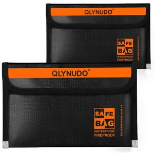 Portable Fireproof Money Envelopes for Cash and Document (8x5"), 2-Pack Fireproof Money Bag with Waterproof Zipper, Large and Small Pouch Set, 3-Layers of Fireproof Material