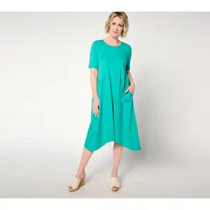 LOGO by Lori Goldstein Regular Cotton Modal Gusset Midi Dress