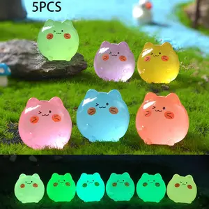 Cute Glow-In-The-Dark Cat Miniature Garden Ornament, Cartoon DIY Transparent Colorful Resin Accessory, Perfect for Micro Landscape Decor