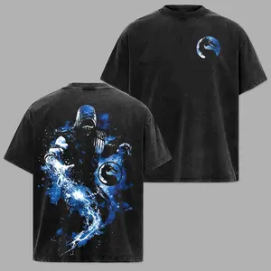 Mortal Kombat Klassic Raiden Oversized Printed T-Shirt - Men's Short-Sleeve Crewneck, Y2K Tropical Casual Streetwear, Unisex Fashion Gift
