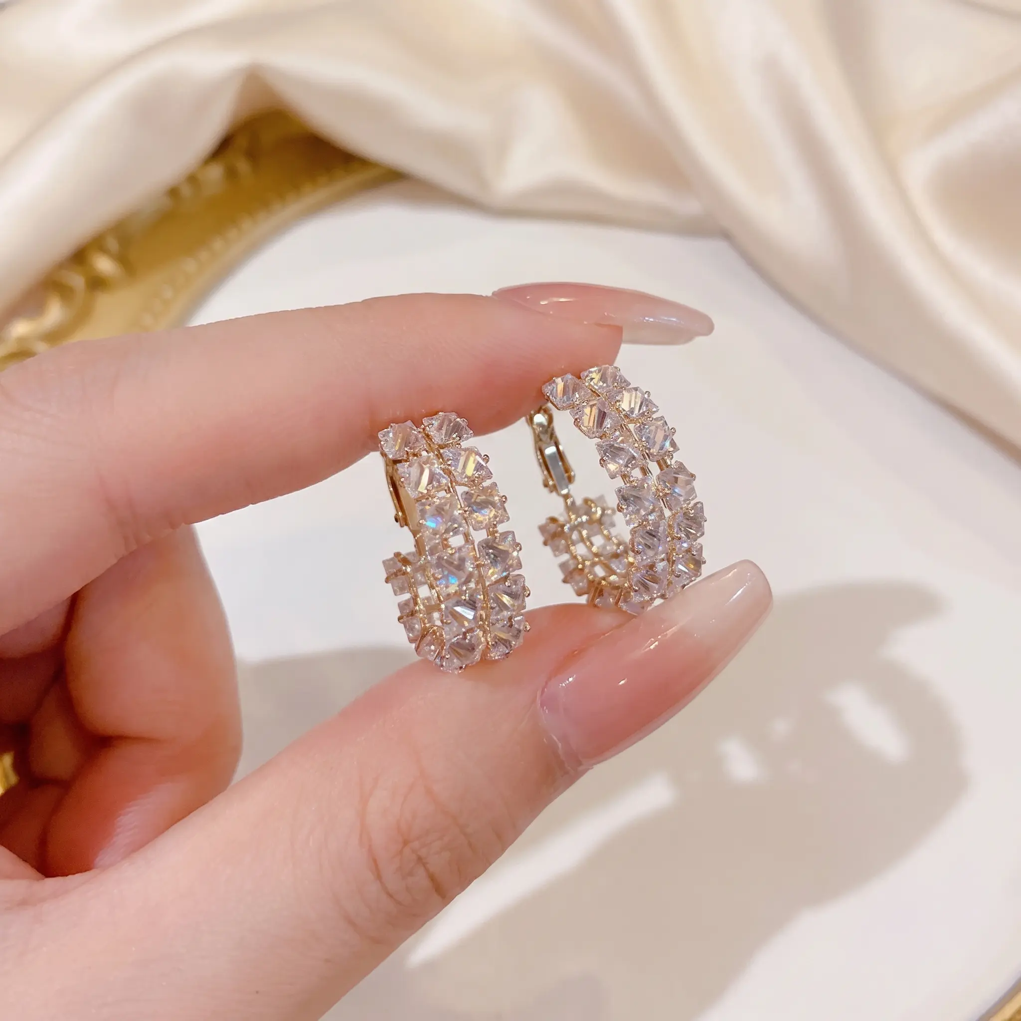 Luxury Look Gold Earrings for Women, Sparkling CZ Hoop Earrings, Trendy Statement Earrings, Elegant Everyday Jewelry, Perfect Gift for Birthday Valentine's Day