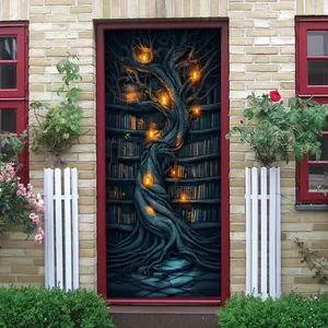 2pcs Magical Tree Bookshelf Wall Sticker Glowing Book Vine Decorative Decal Self Adhesive Removable Wallpaper for Living Room Bedroom Study Room