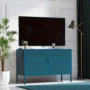 Storage Cabinet With Double Doors And Adjustable Shelves - TV Cabinet, Game Storage Cabinet, Storage Cabinet.Suitable For Double-Layer Decorative Cabinets In Home Offices, Kitchens, Garages|   A Multi-Functional Metal Storage Cabinet With An Industrial