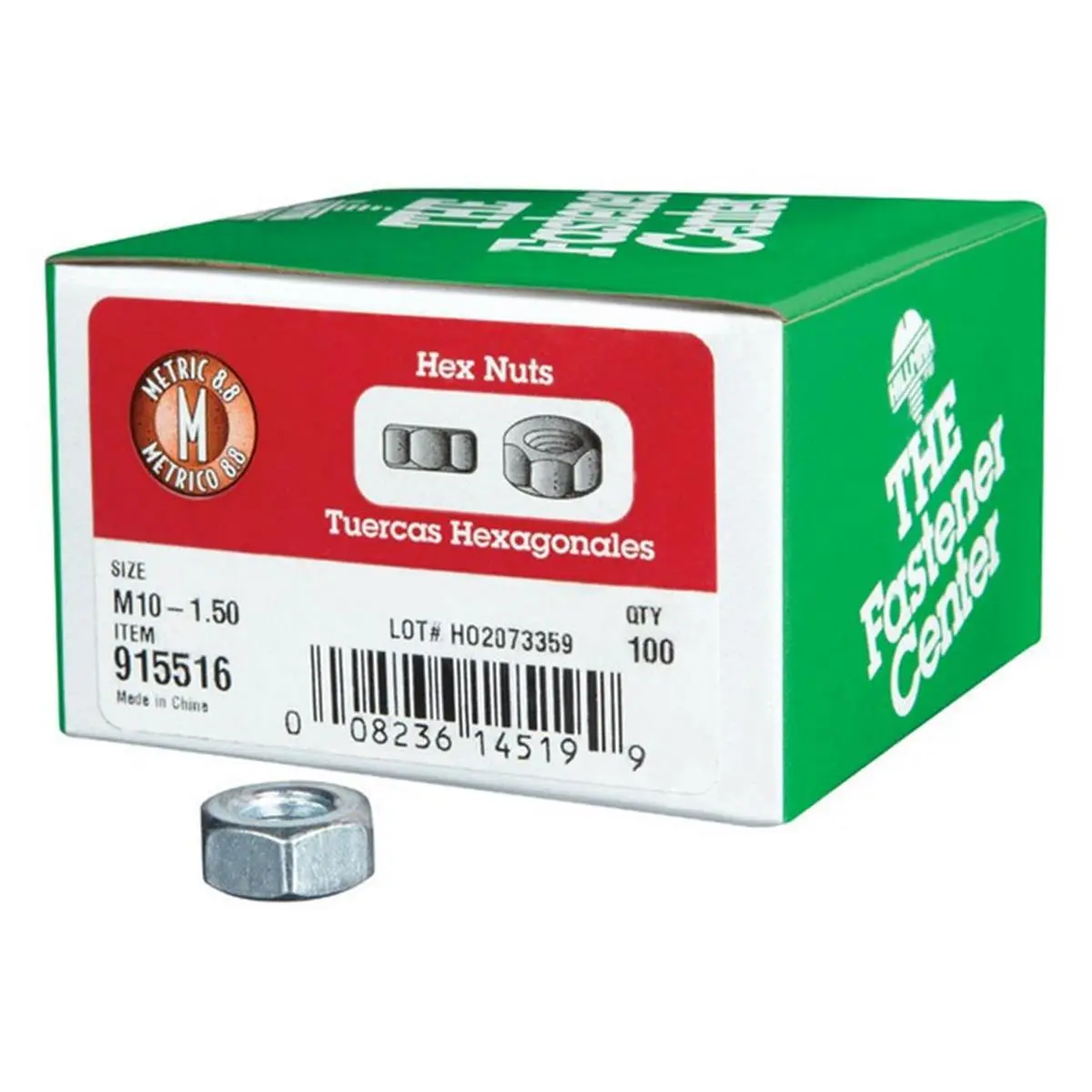 212 MAIN M10-1.50 Coarse Thread Hex Nuts (100-Pack), Zinc-Plated Steel Hardware for Sports & Outdoor Sailing