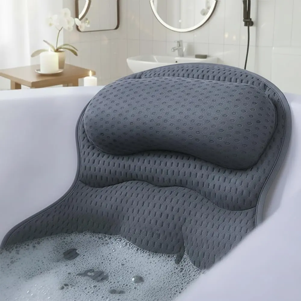 Rynex Bath Pillows for Tub, Bath Pillow Luxury Bathtub Pillows for Head and Neck Support - With 4D Air Mesh Fabric & Strong 6 Suction Cups, Tub Pillow For Bathtub, Bath Accessories & Spa Gifts For Women Men