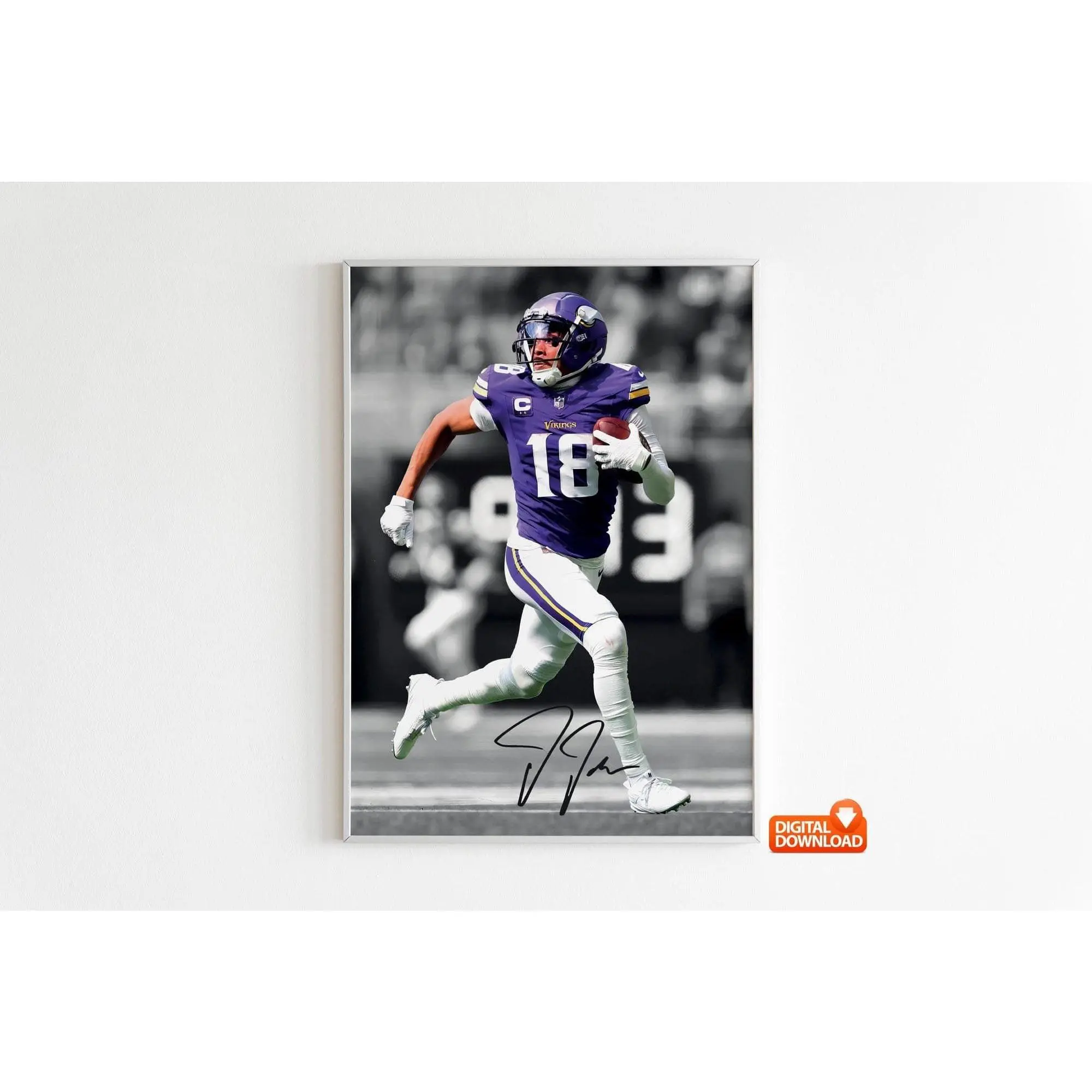 Justin Jefferson Poster, Signed Football Poster, Best Gift For Fans( Unframed - Print Only )