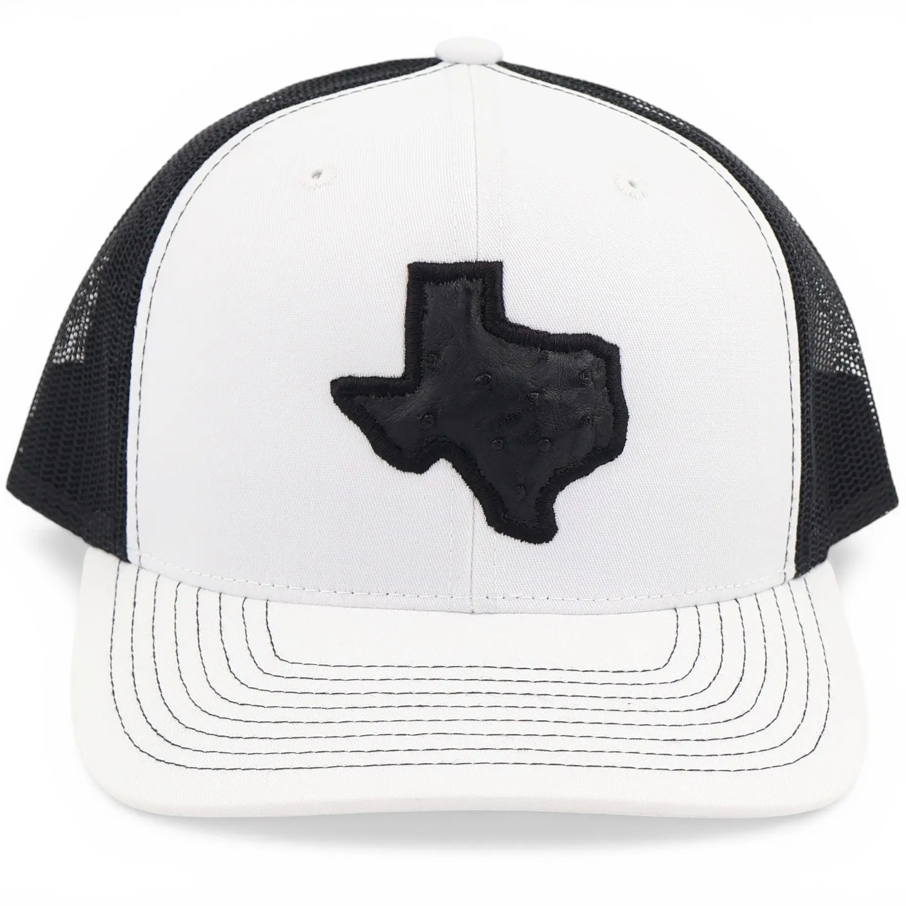 White/Black Trucker w/Black Exotic Leather