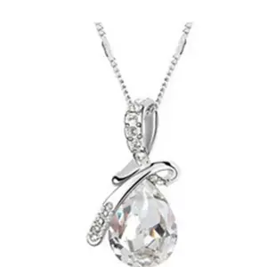 Diamond Teardrop Shape Necklace with Pendant and Chain