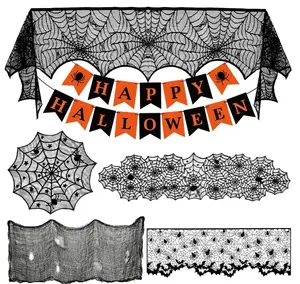 Decorations Indoor Set, 38PCS Table Decorations for Indoor, Mantel Scarf, Table Runner, Table Cover, Banner, 3D Bats, Lampshade & Creepy Cloth for Party Decor Wall Halloween