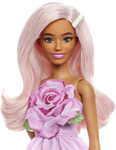Mattel - Barbie Fashionistas Doll #238 in Strapless Rose Dress, Pink Hair With Barrette Accessory  [Collectible Figurine/Statue/Bust] Paper Doll