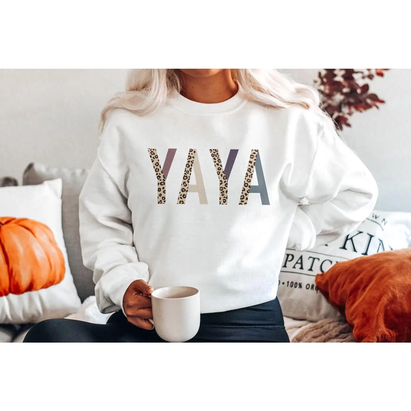 Yaya Sweatshirt | Leopard Cheetah Print | Grandma Sweatshirt | Greek Grandmother | Gifts For Yaiyai | Unisex Crewneck Sweatshirt