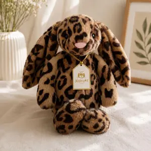 Jellycat Cobblehop Leopard Bunny Plush, Cute Stuffed Animal Doll, Gift for Her, Soft Collectible Bunny with Dust Bag,