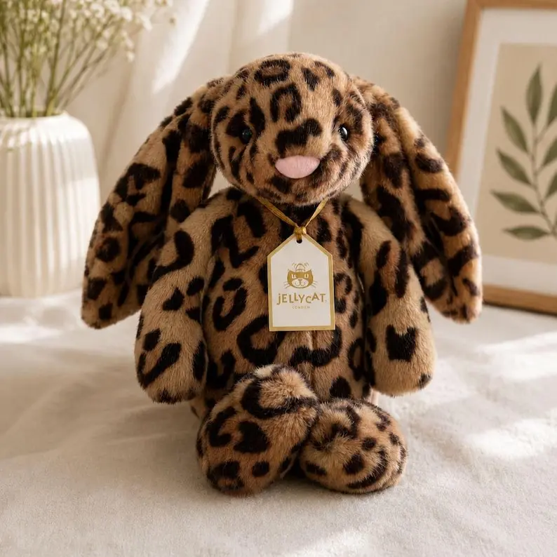 Jellycat Cobblehop Leopard Bunny Plush, Cute Stuffed Animal Doll, Gift for Her, Soft Collectible Bunny with Dust Bag,