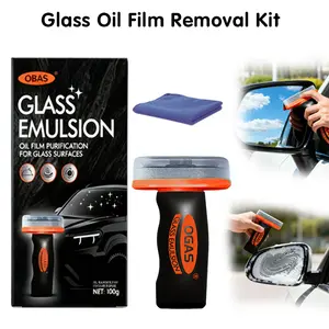 100g Car Glass Oil Film Remover with Cleaning Cloth– Handheld Cleaner for Windshield, Windows & Mirrors, Streak-Free, Fast Cleaning, Water-Repellent & Anti-Fog, Essential Car Cleaning Tool