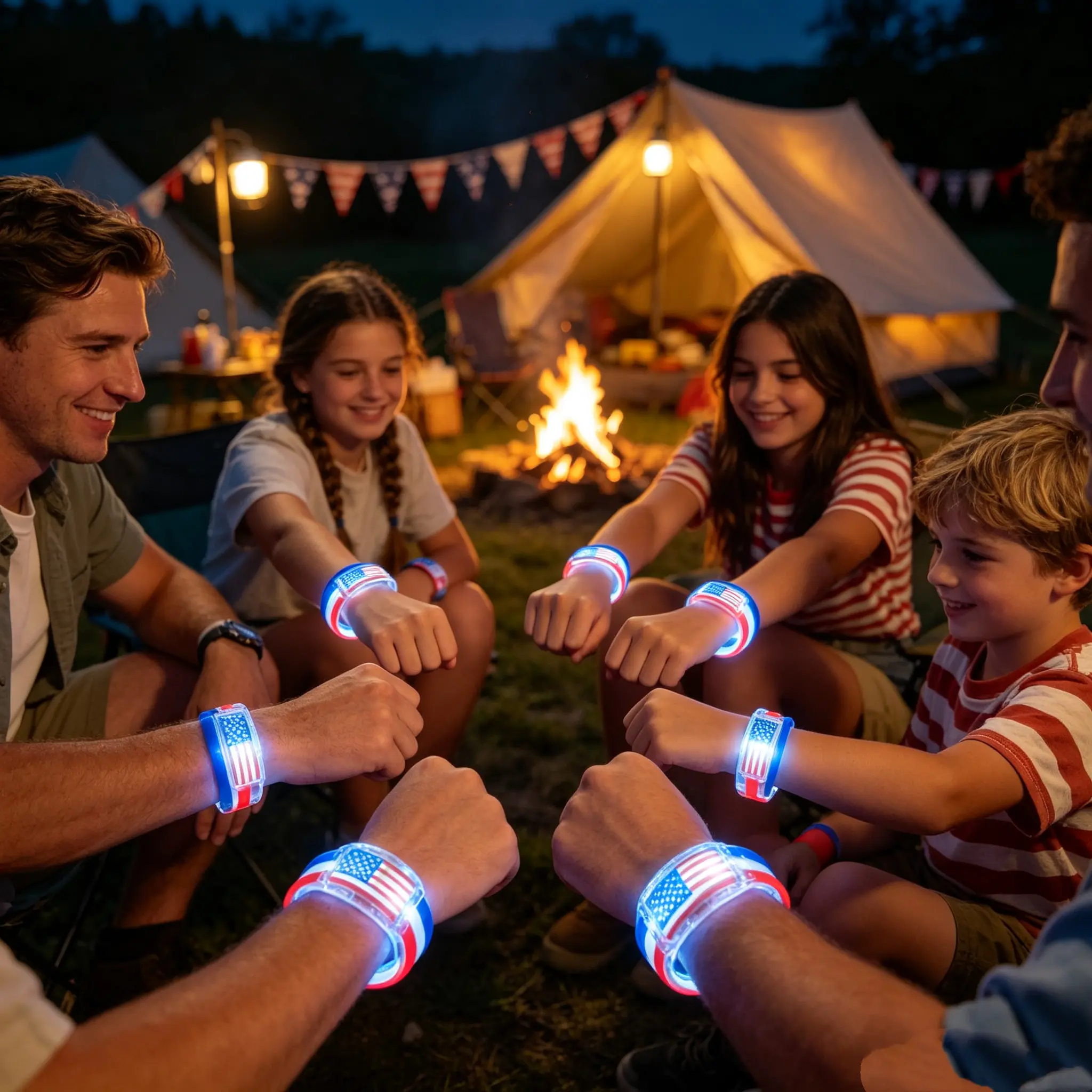 Flag LED Light Up Wristbands, Patriotic Glowing Silicone Bracelets for Labor Day, Patriot Day, Columbus Day Parades, Outdoor Camping, National Holiday Party Supplies for Adults & Kids