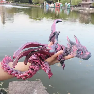 3d Printed Dragon Figurine, 1 Count Creative Removable Wing Dragon Statue with Random Color Eyes, Home Decor Ornament, Creative Modern Decoration, Birthday Gift for Friends & Family, Collectible Home Decor