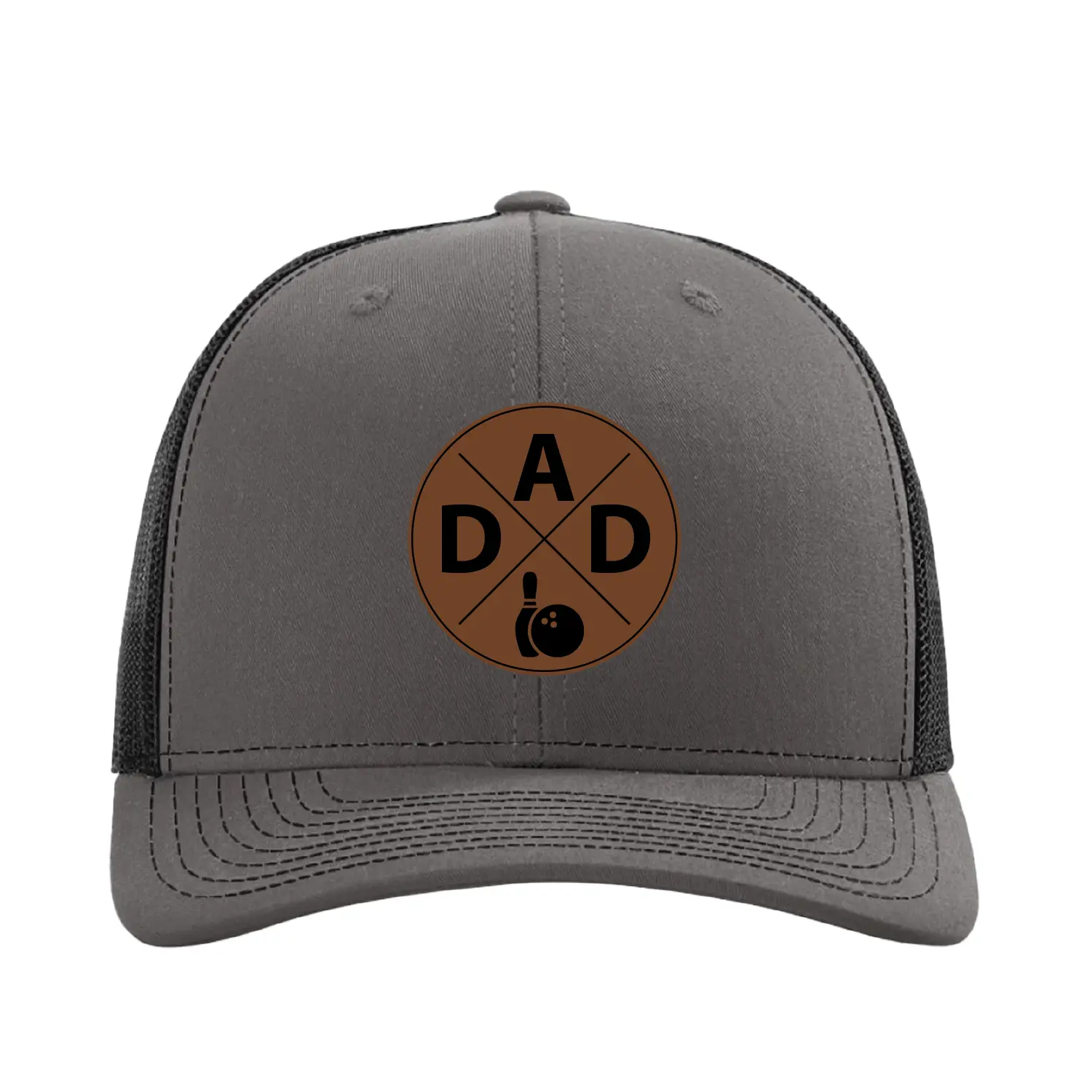 Bowling Dad Hat, Richardson 112 Trucker Hat, Leather Patch Cap, Adjustable Hat for Bowlers, Gift for Bowlers