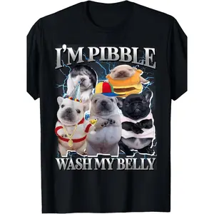 Humorous Pibble Dog Meme T Shirt with Brainrot Design Featuring Belly Wash Illustration Ideal for All Seasons and Multiple Occasions